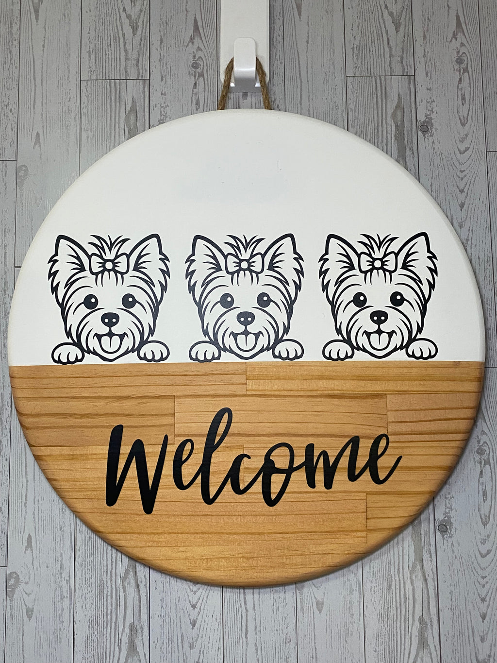 Yorkie Welcome 18" Door Hanger