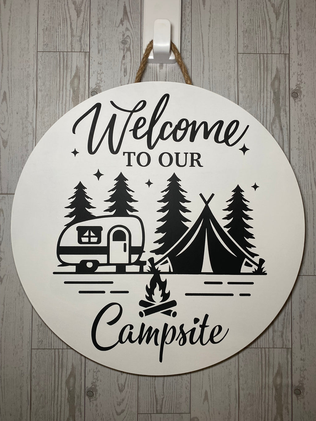 15" Door Hanger - Welcome to our Campsite