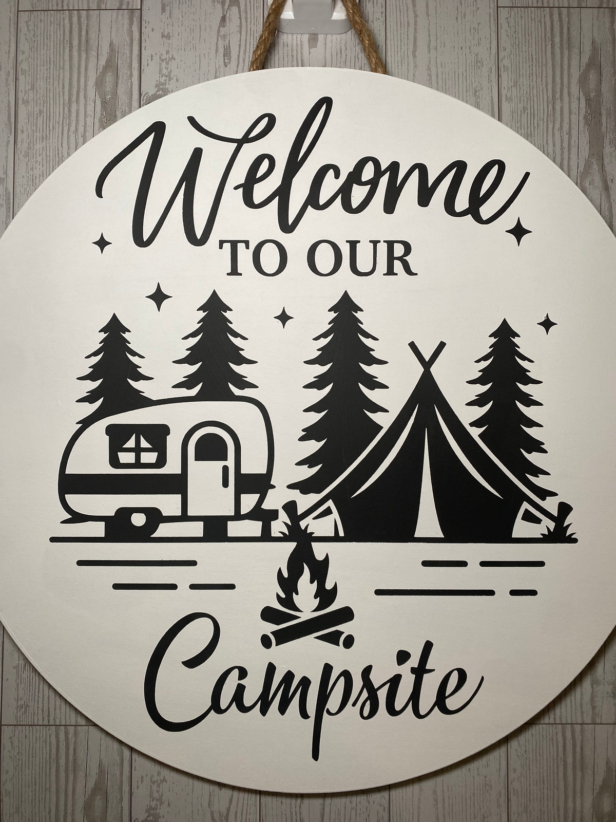 15" Door Hanger - Welcome to our Campsite